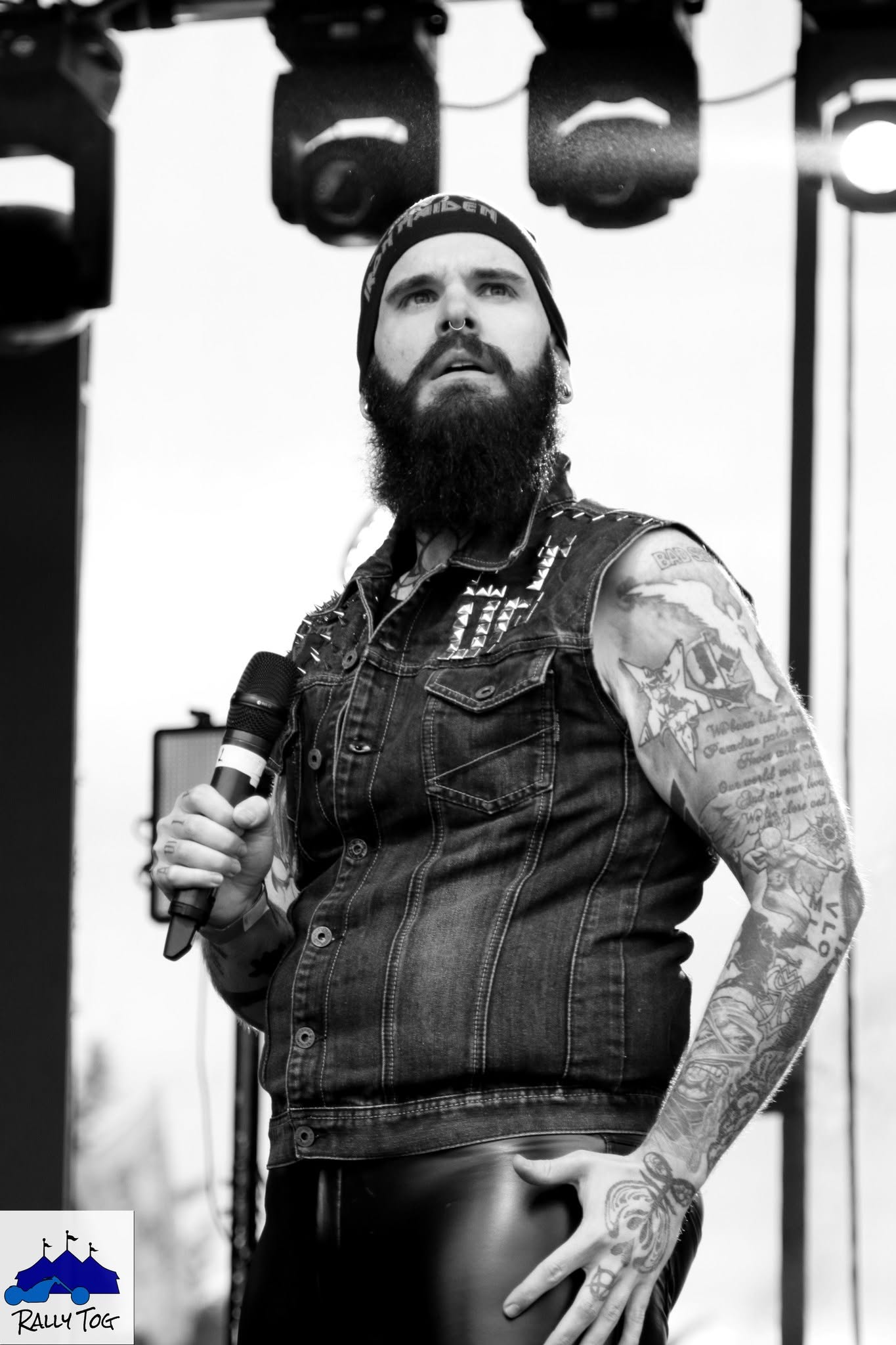 Ey Up Maiden singer black and white photo with hand on hip