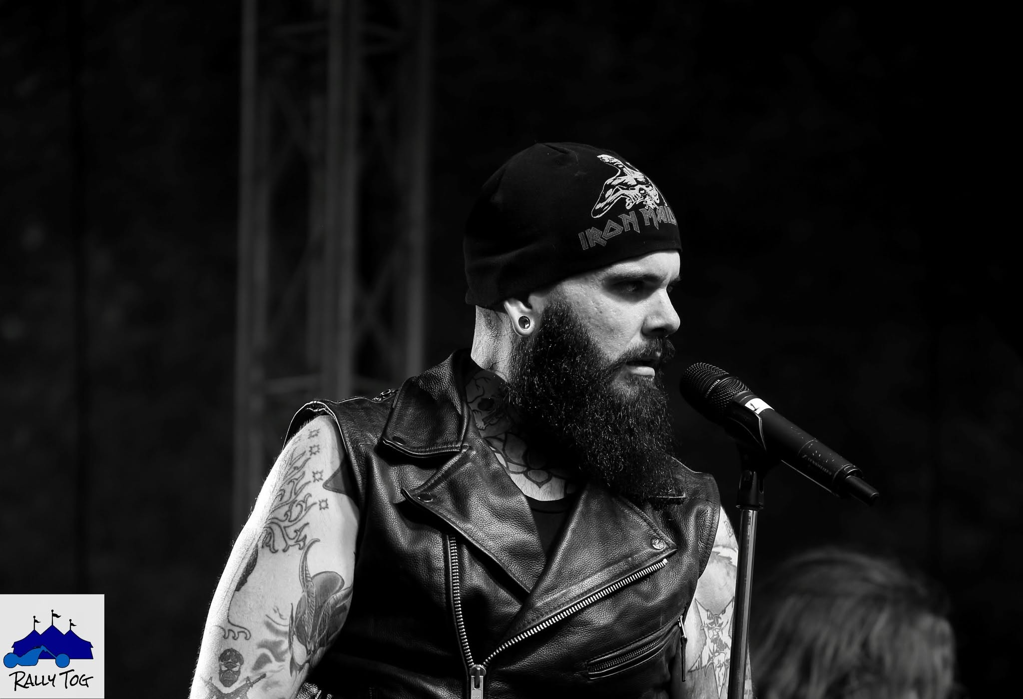 Ey Up Maiden singer black and white portrait
