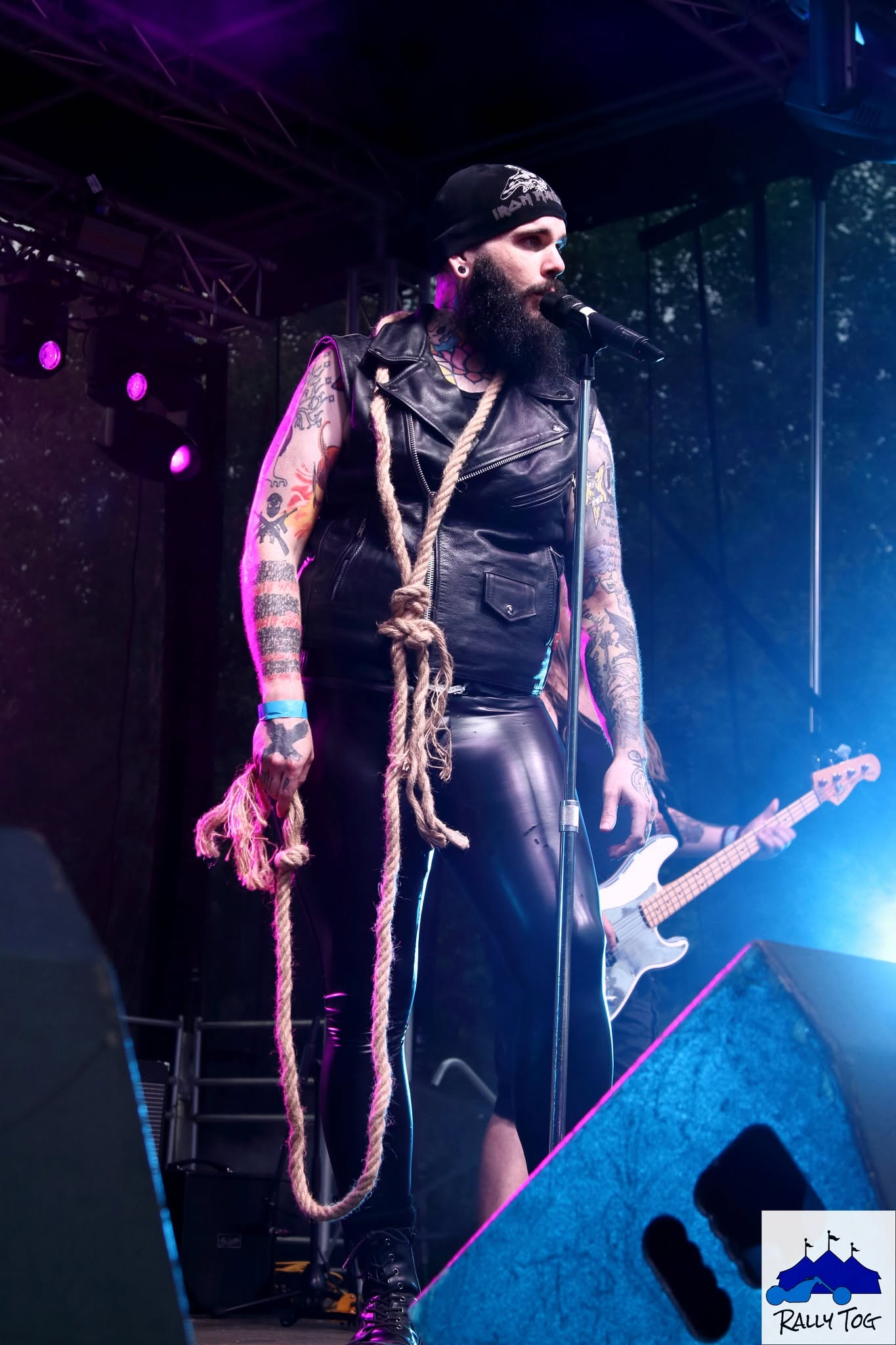 Ey Up Maiden singer performing with rope